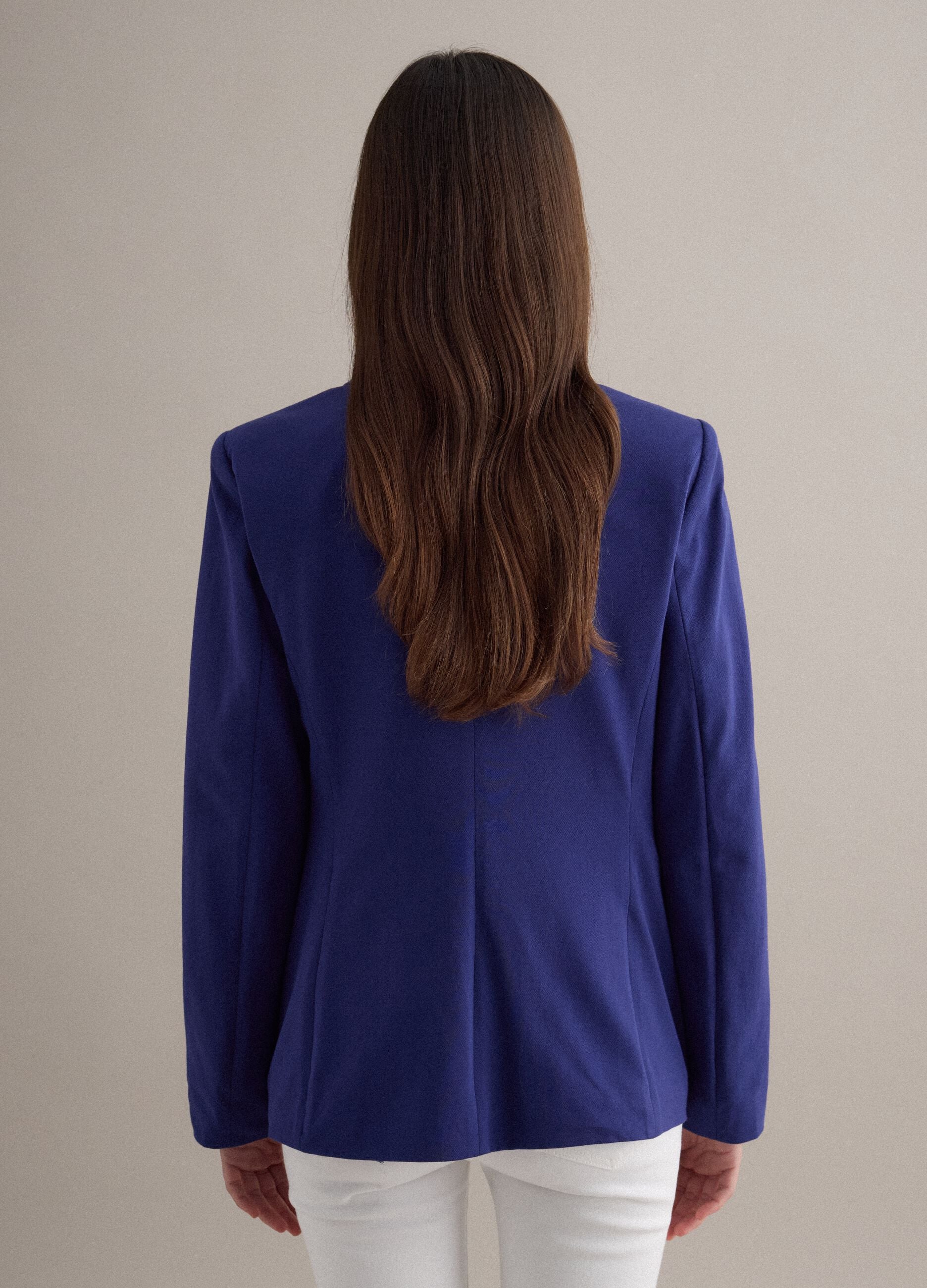 Blue Cotton Stretch Regular Fit Blazer