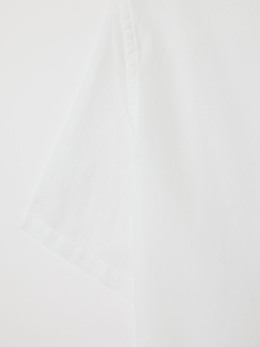 Camicia coreana in cotone e lino a maniche corte_5