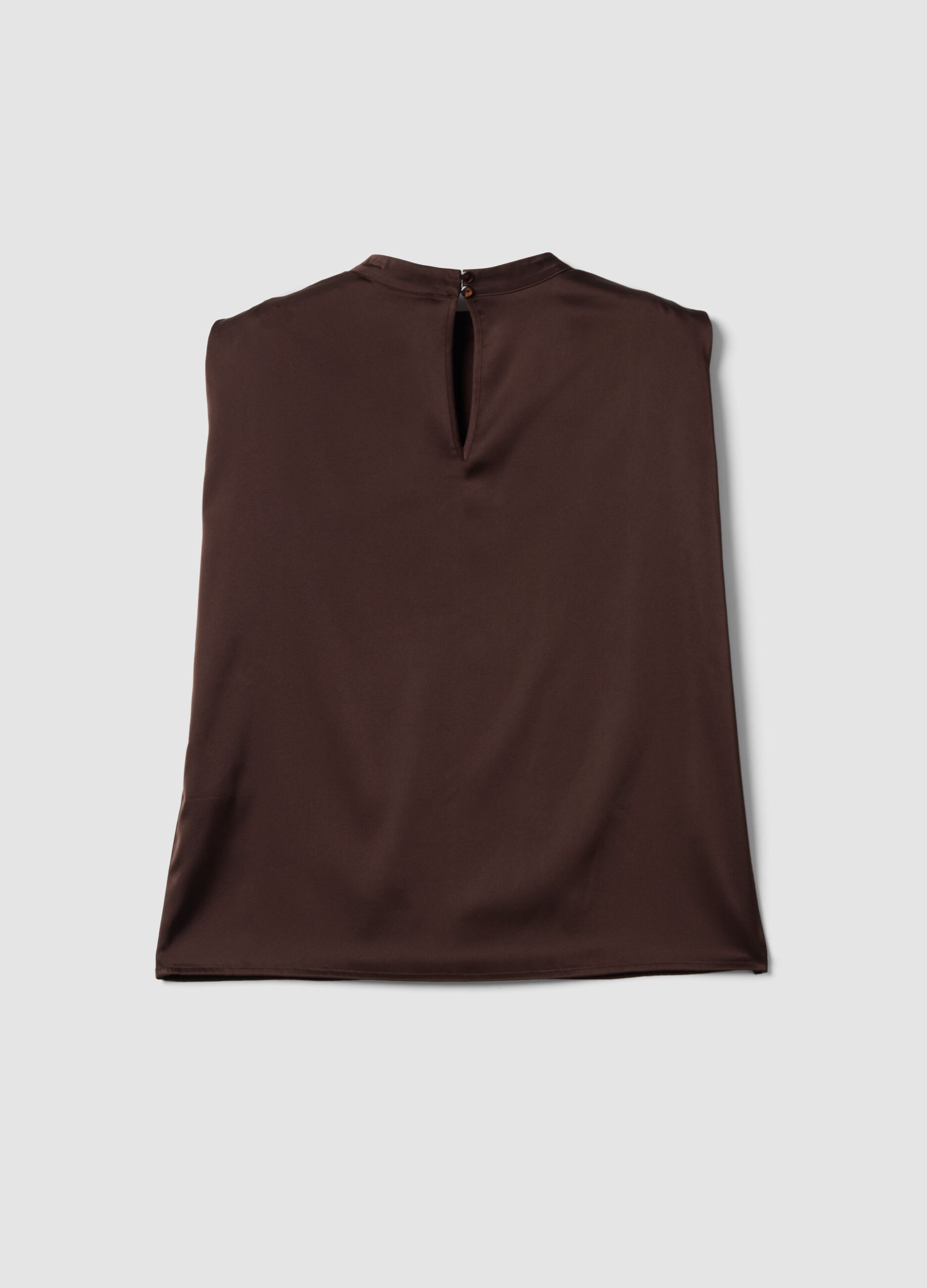 Brown sleeveless top in stretch fabric