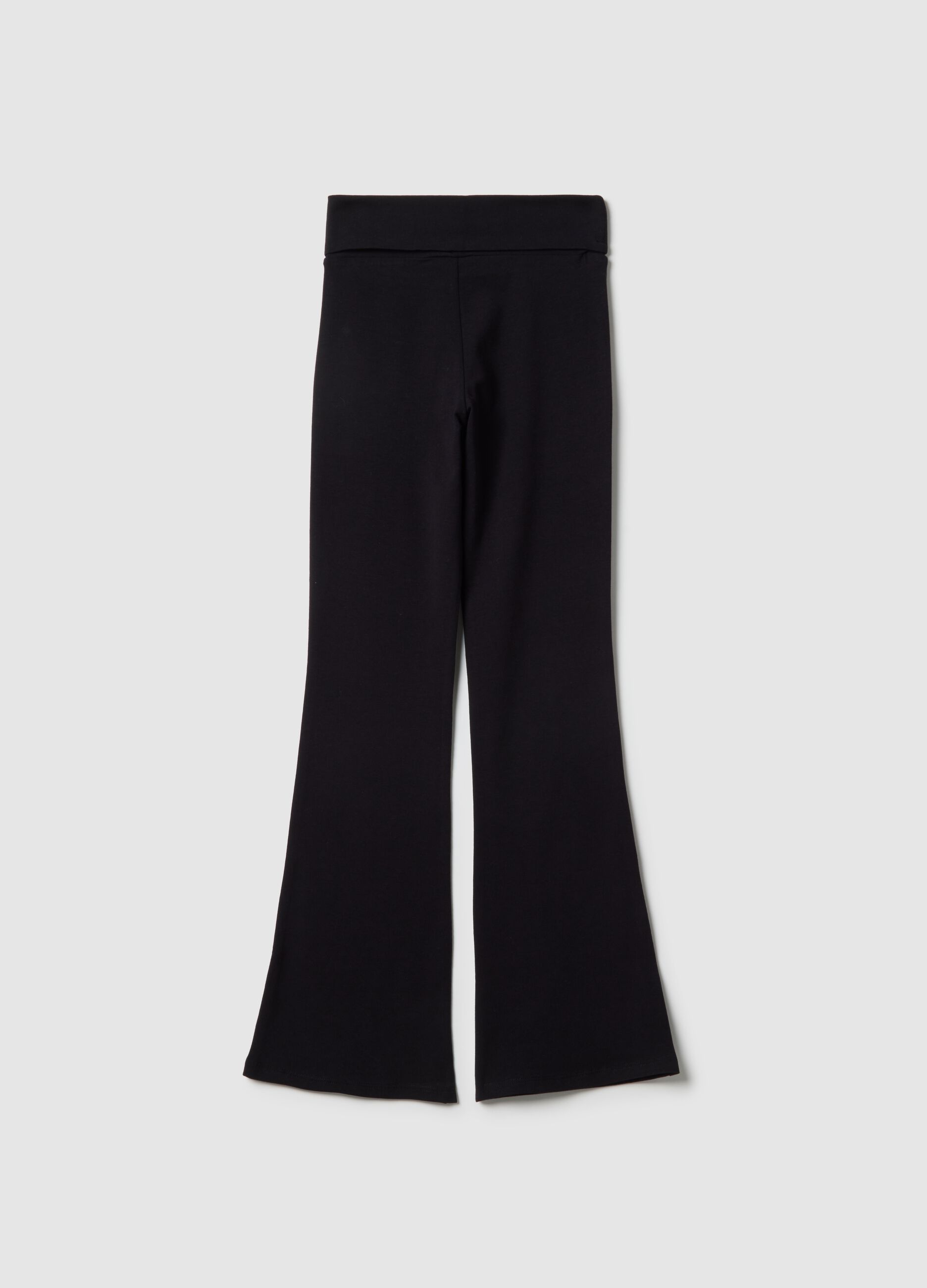 Girls' Black Stretch Cotton Flare Fit Leggings