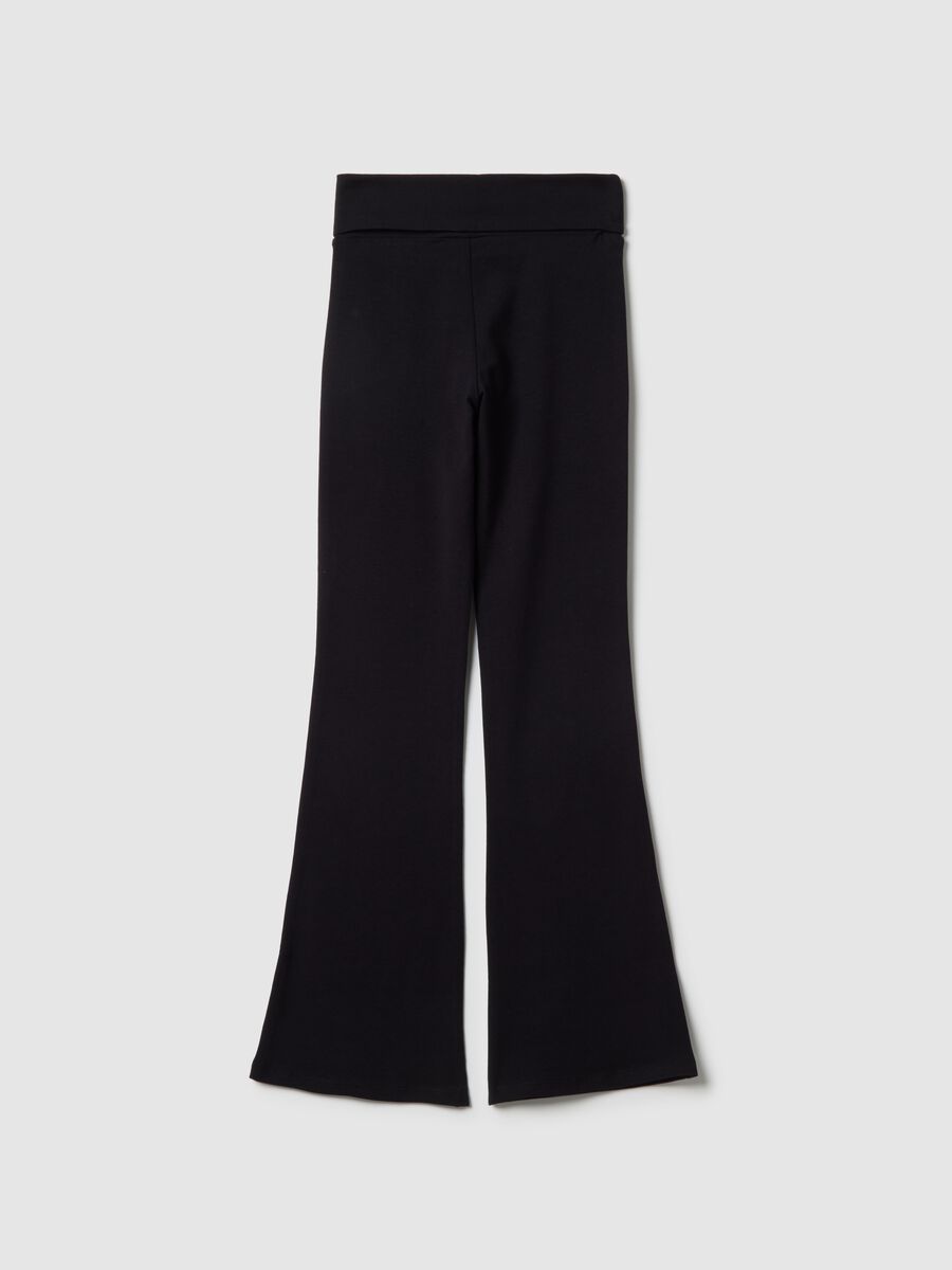 Girls' Black Stretch Cotton Flare Fit Leggings_4