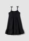 Black pure cotton dress with thin straps_4