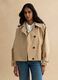 Short beige cotton blend trench coat, regular fit with hood_2