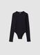Black fitted stretch-cotton bodysuit with crew neck_3