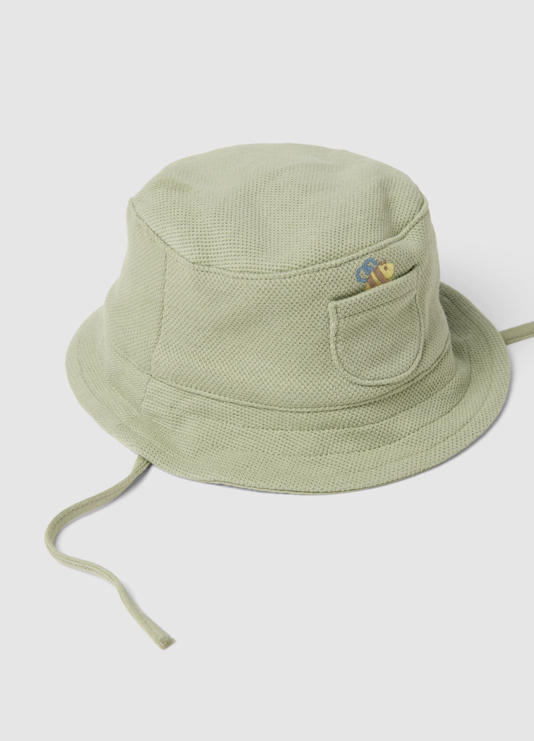 Green organic cotton bucket hat for baby