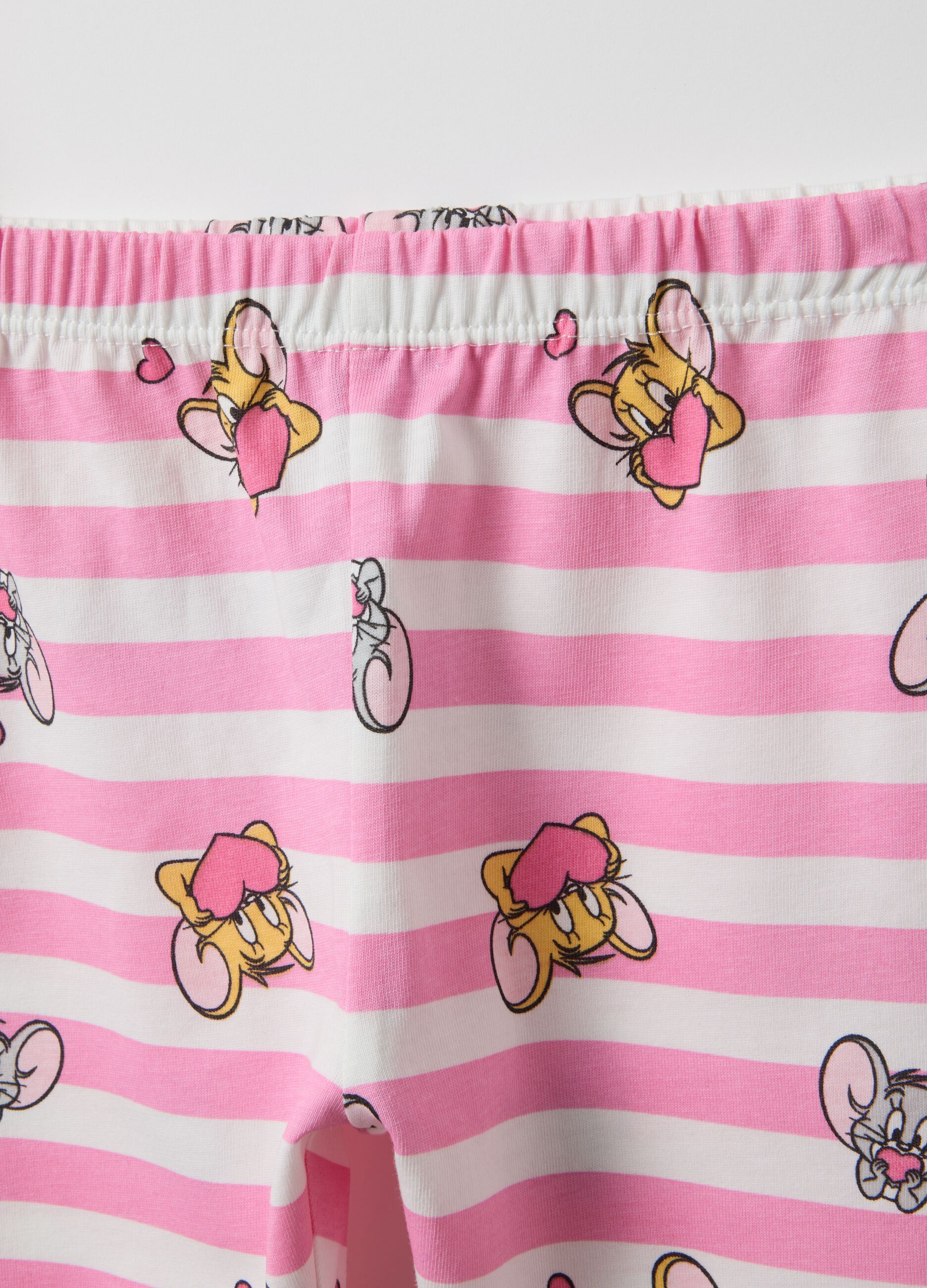 Pink striped pure cotton baby pyjamas with Jerry and Tuffy print