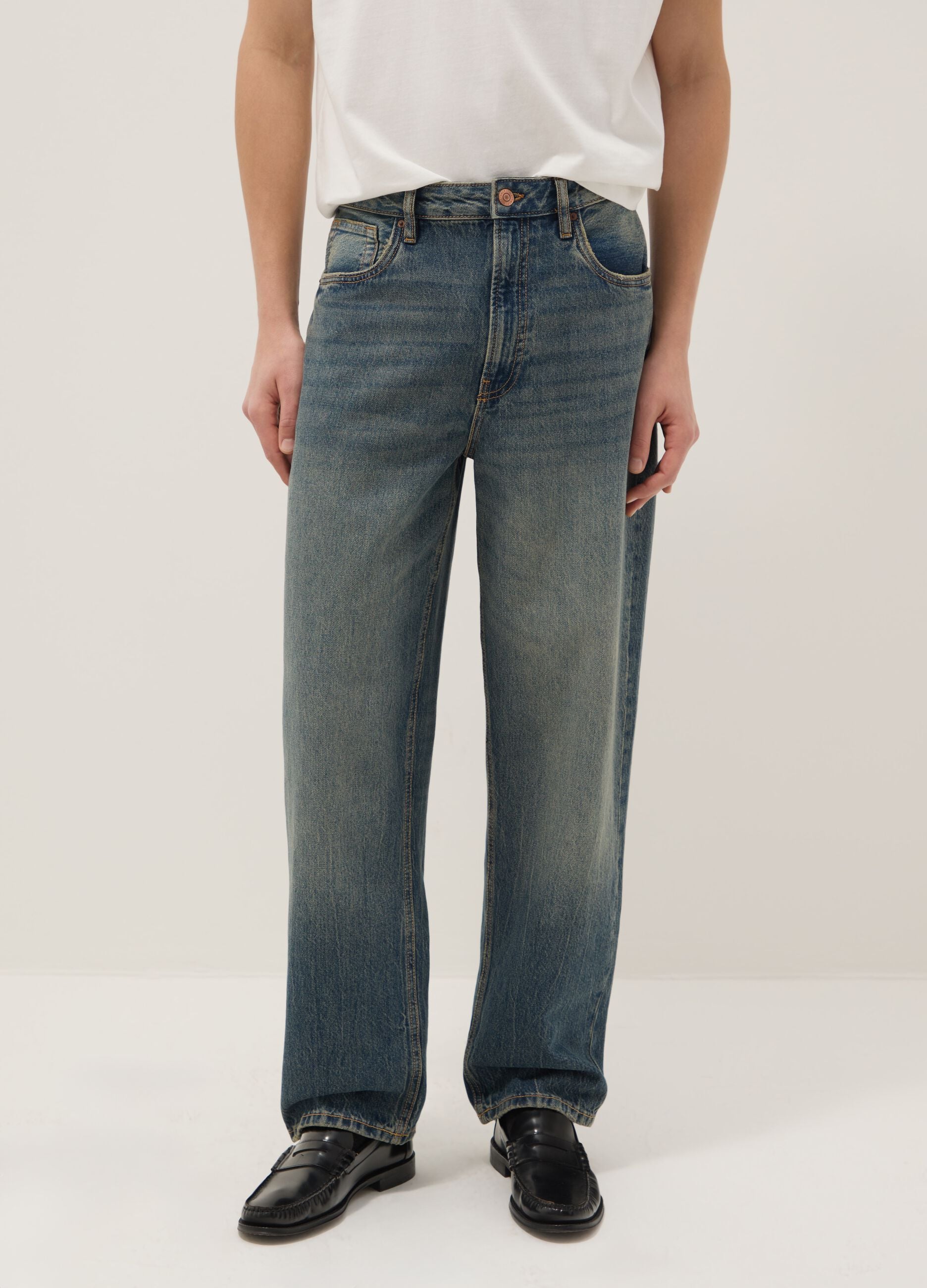 Blue Baggy Jeans in Pure Cotton