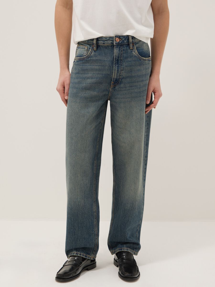 Blue Baggy Jeans in Pure Cotton_1