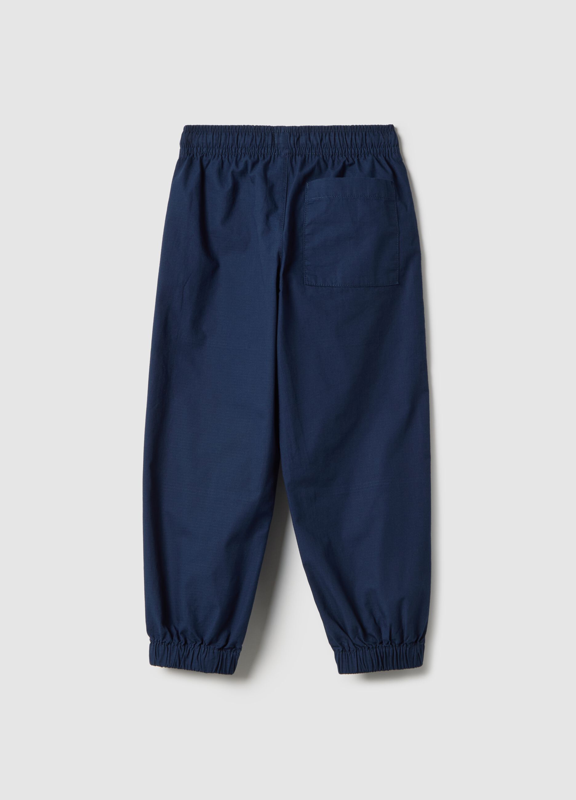 Children's Regular Fit Blue Cotton Jogger Trousers