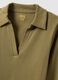 Green long-sleeve polo with V-neck in pure cotton regular fit_5
