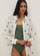 White pure organic cotton kaftan with palm print_0