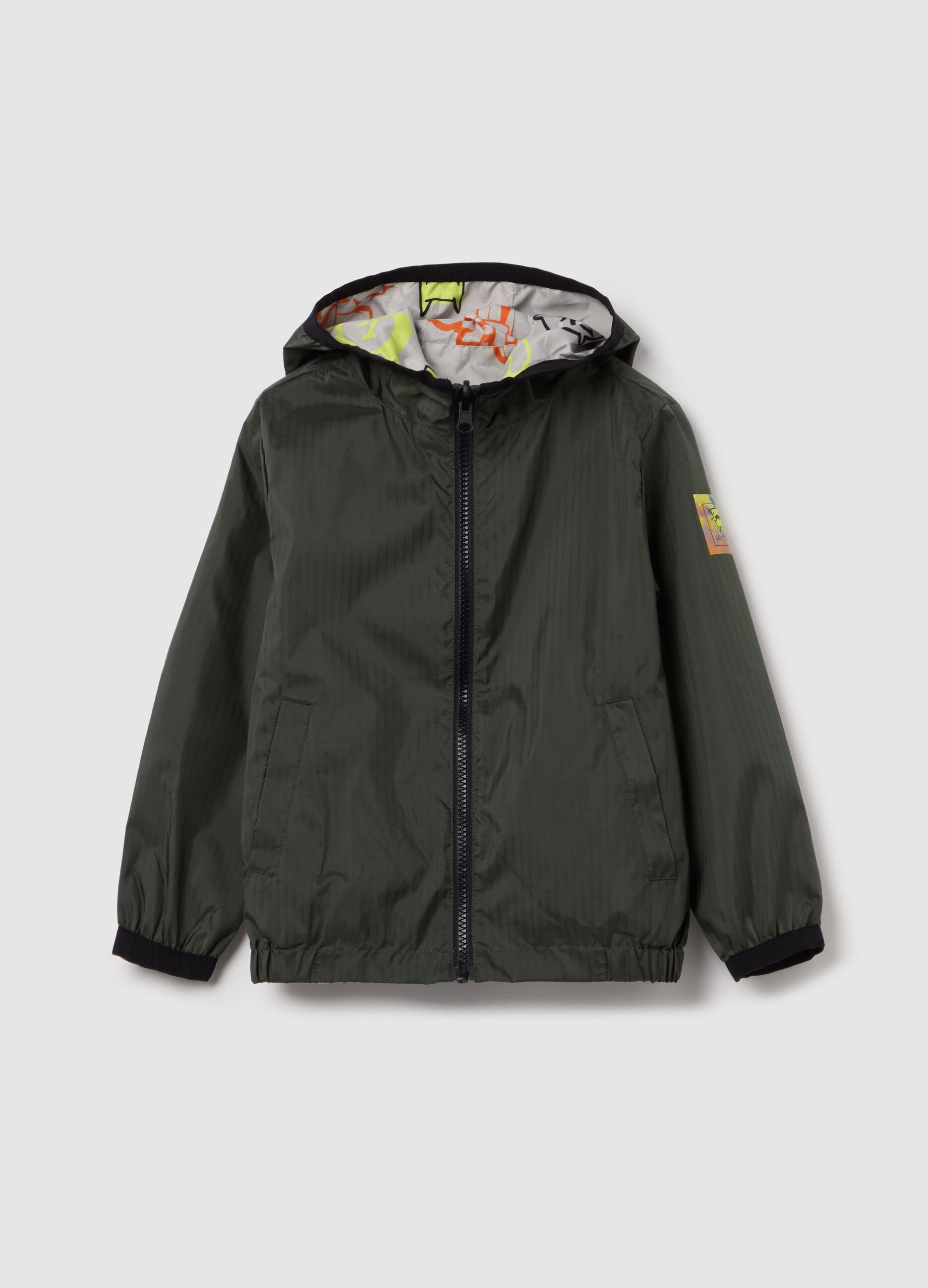 Full-zip reversible jacket with hood