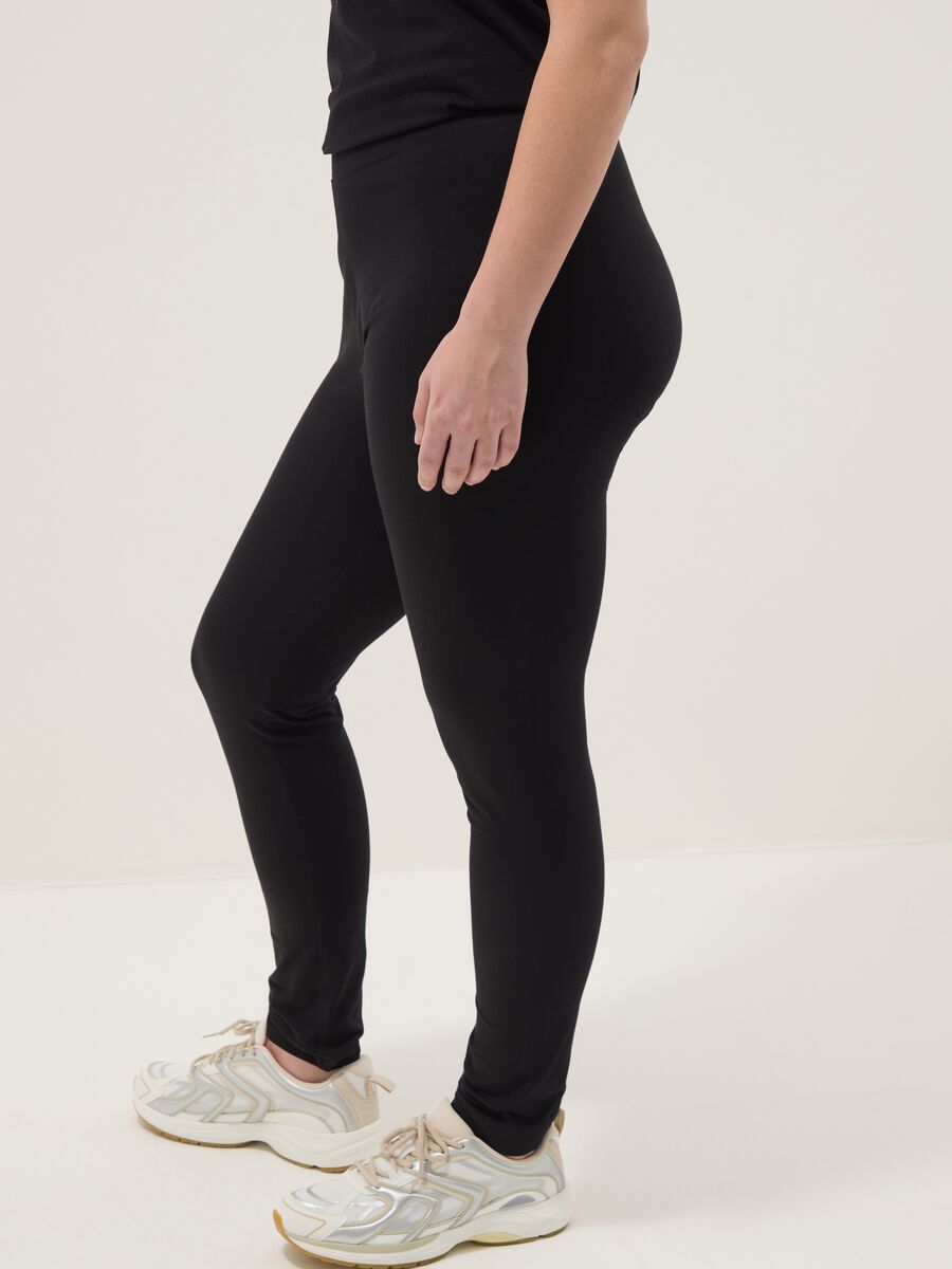 Black skinny fit leggings in stretch cotton_3