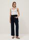 White stretch cotton tank top with border regular fit_2