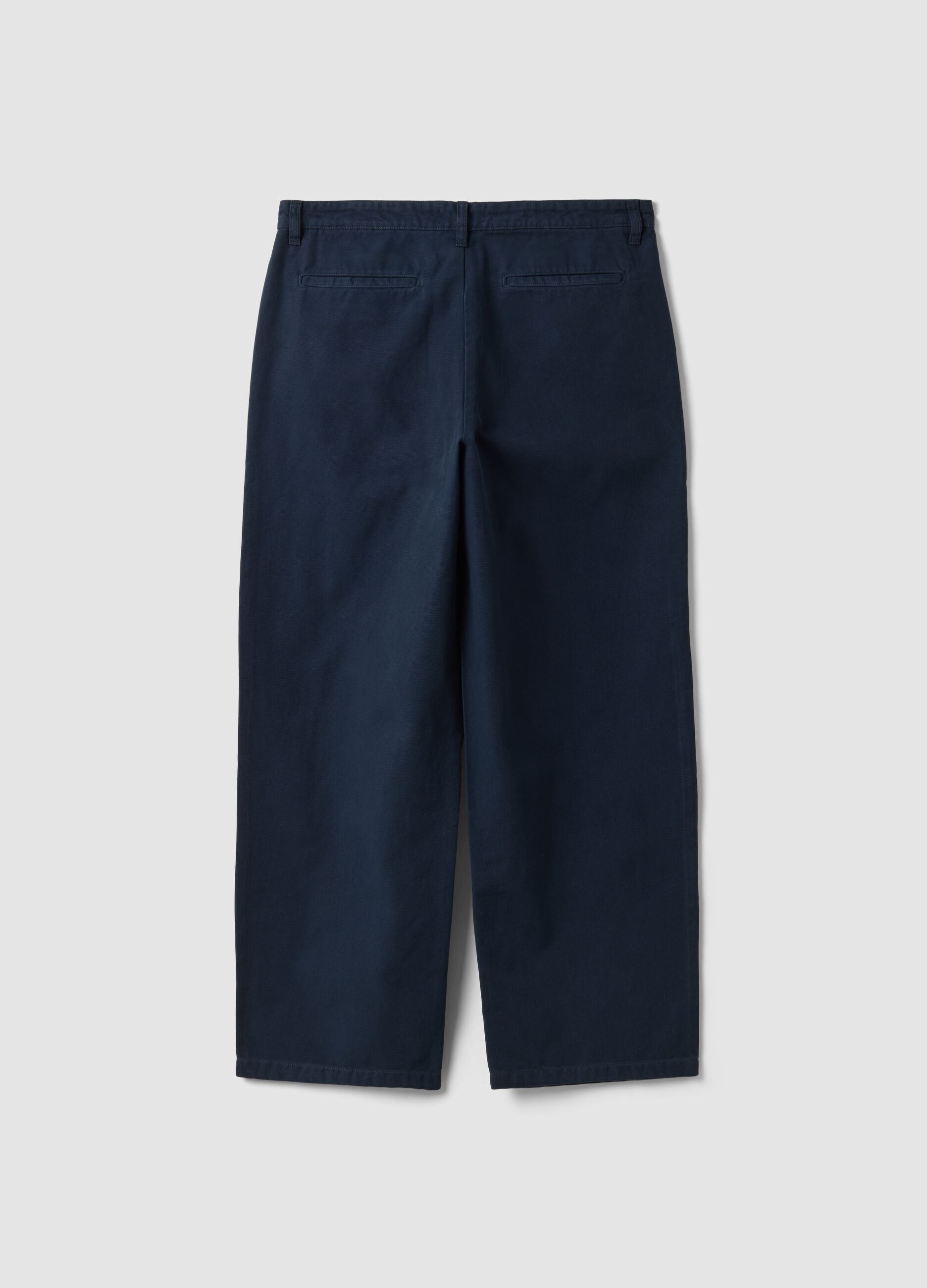 Pantaloni chino blu in puro cotone barrel fit