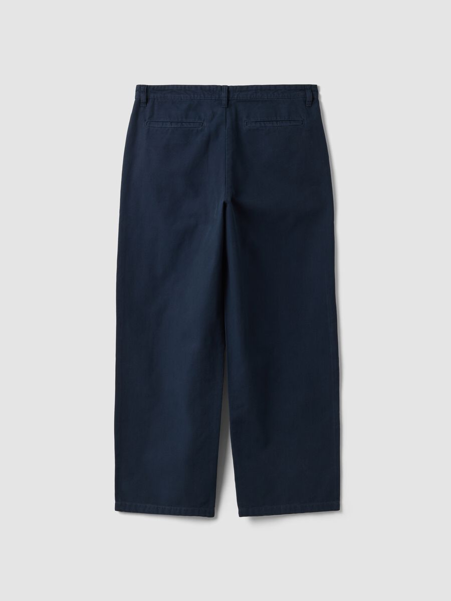 Pantaloni chino blu in puro cotone barrel fit_2