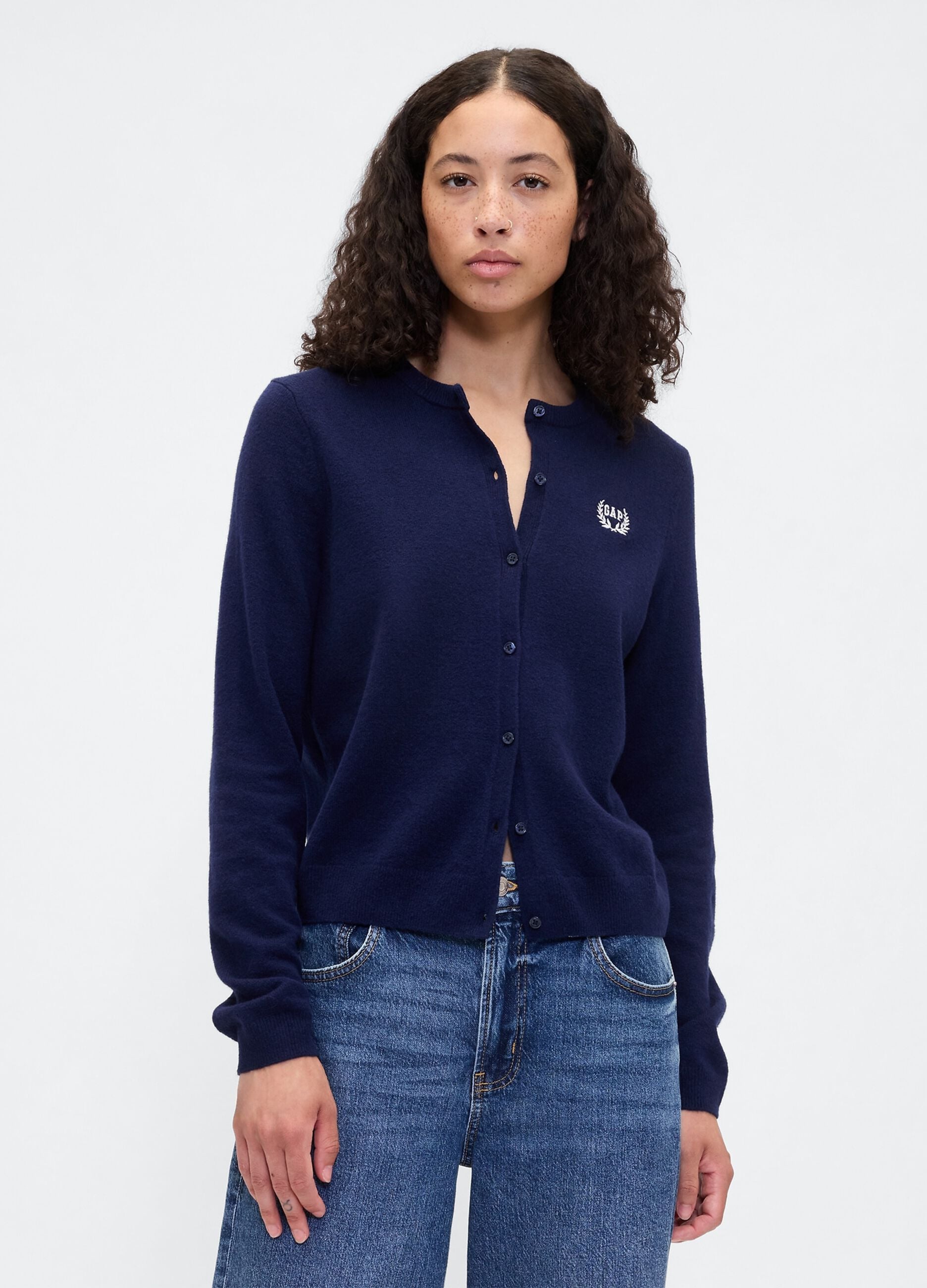 Blue Cardigan in Mixed Fabrics