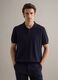 Regular fit blue polo in cotton, linen and silk blend_0
