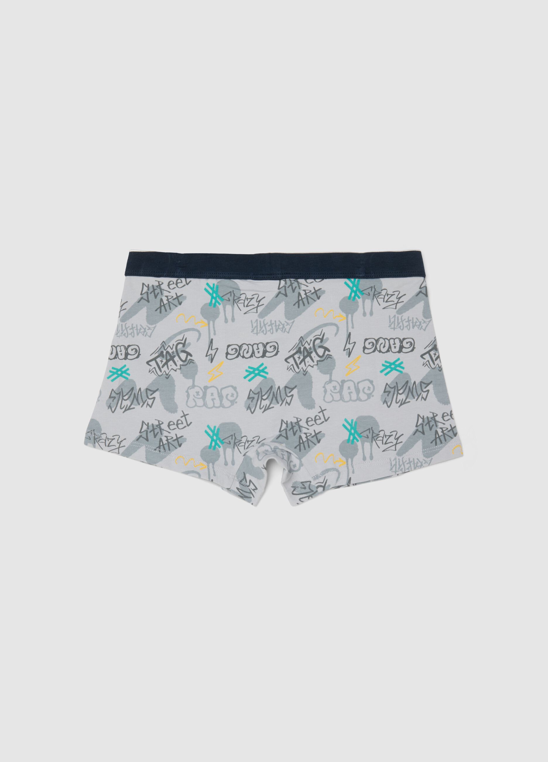 Boys' multicolour elastic cotton boxers with street prints