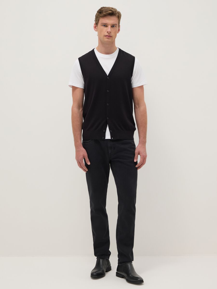 Slim Fit Black Cotton Blend Jeans_0