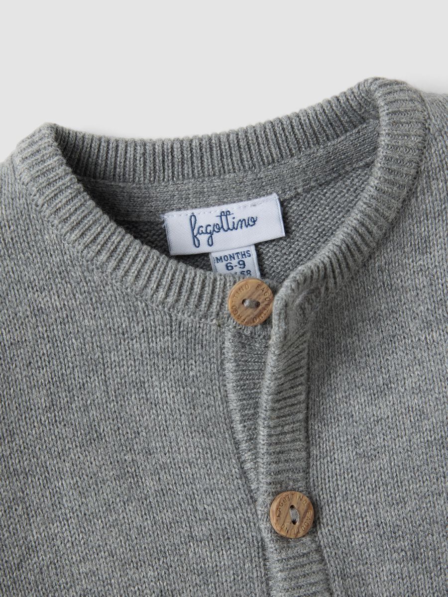 Grey cardigan in pure organic cotton knit for babies_2