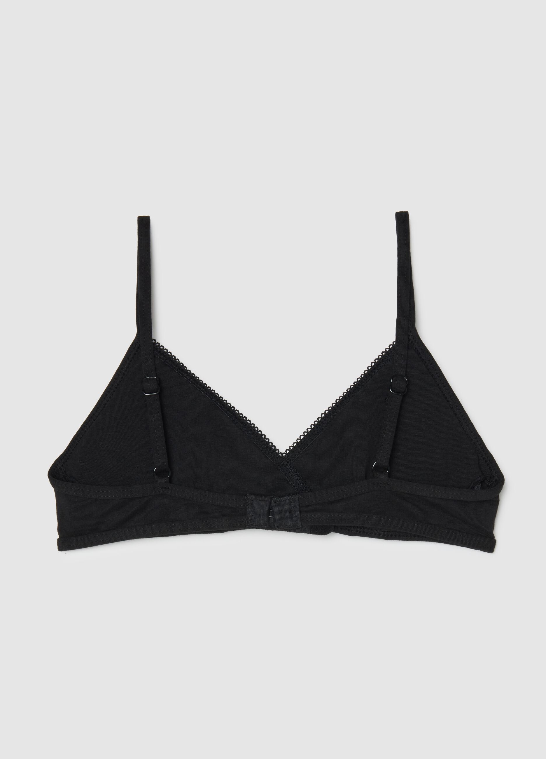 Girls' black triangle cotton blend regular fit bra