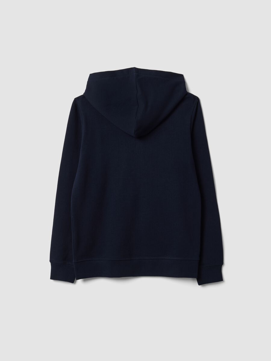 Blue hooded sweatshirt in pure organic cotton, regular fit for boys_1