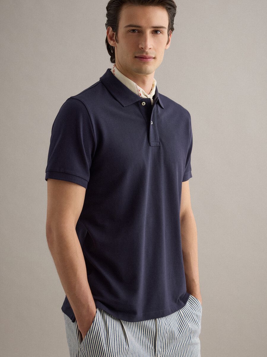 Blue Supima cotton polo shirt, regular fit_0