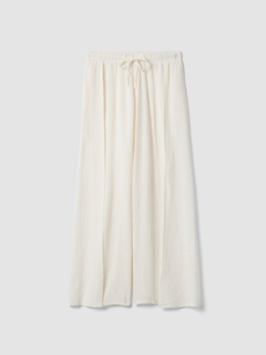 White pure cotton beach trousers_4