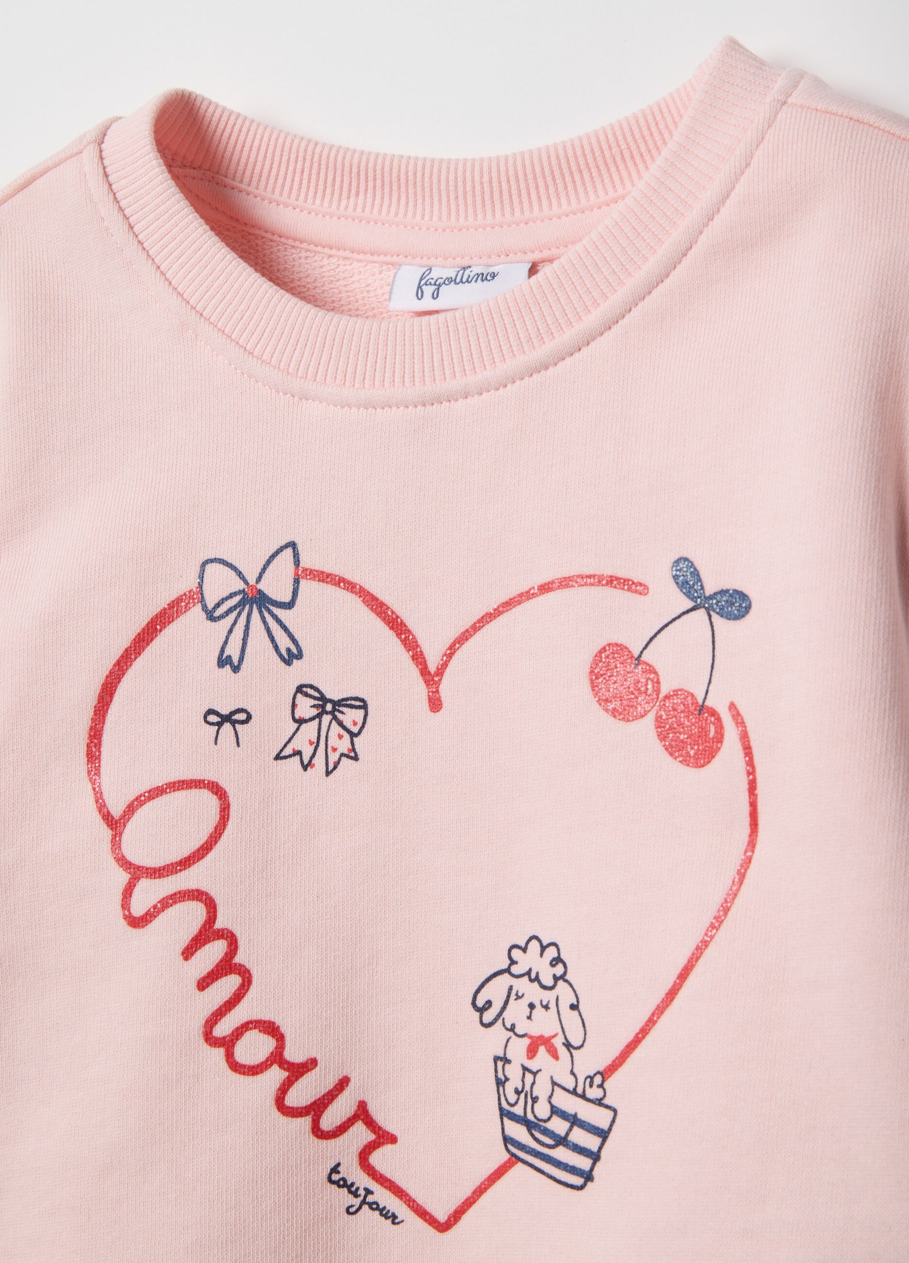 Multicolour pure cotton sweatshirt and trousers set for girls regular fit
