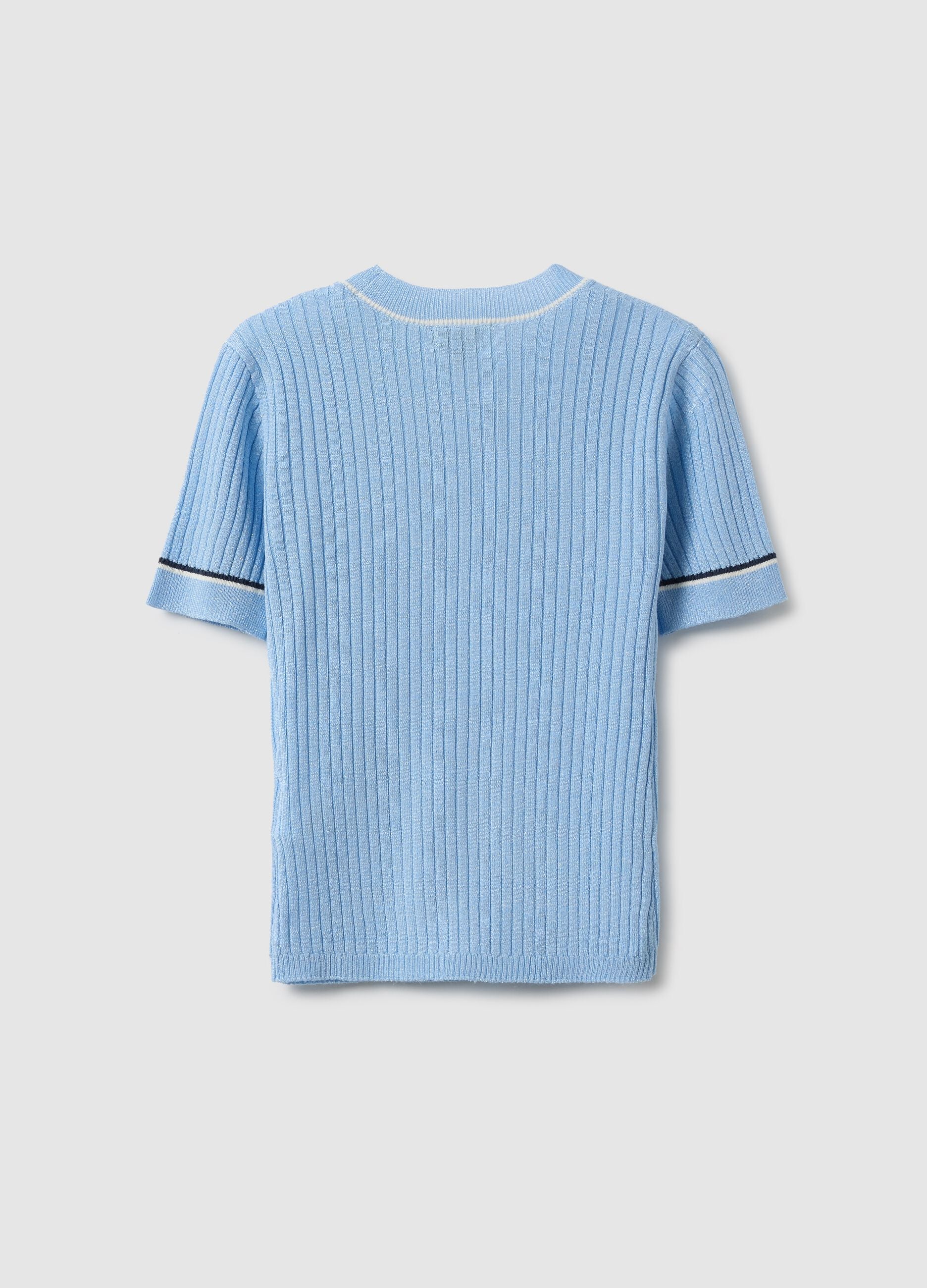 Girl's slim fit striped light blue t-shirt