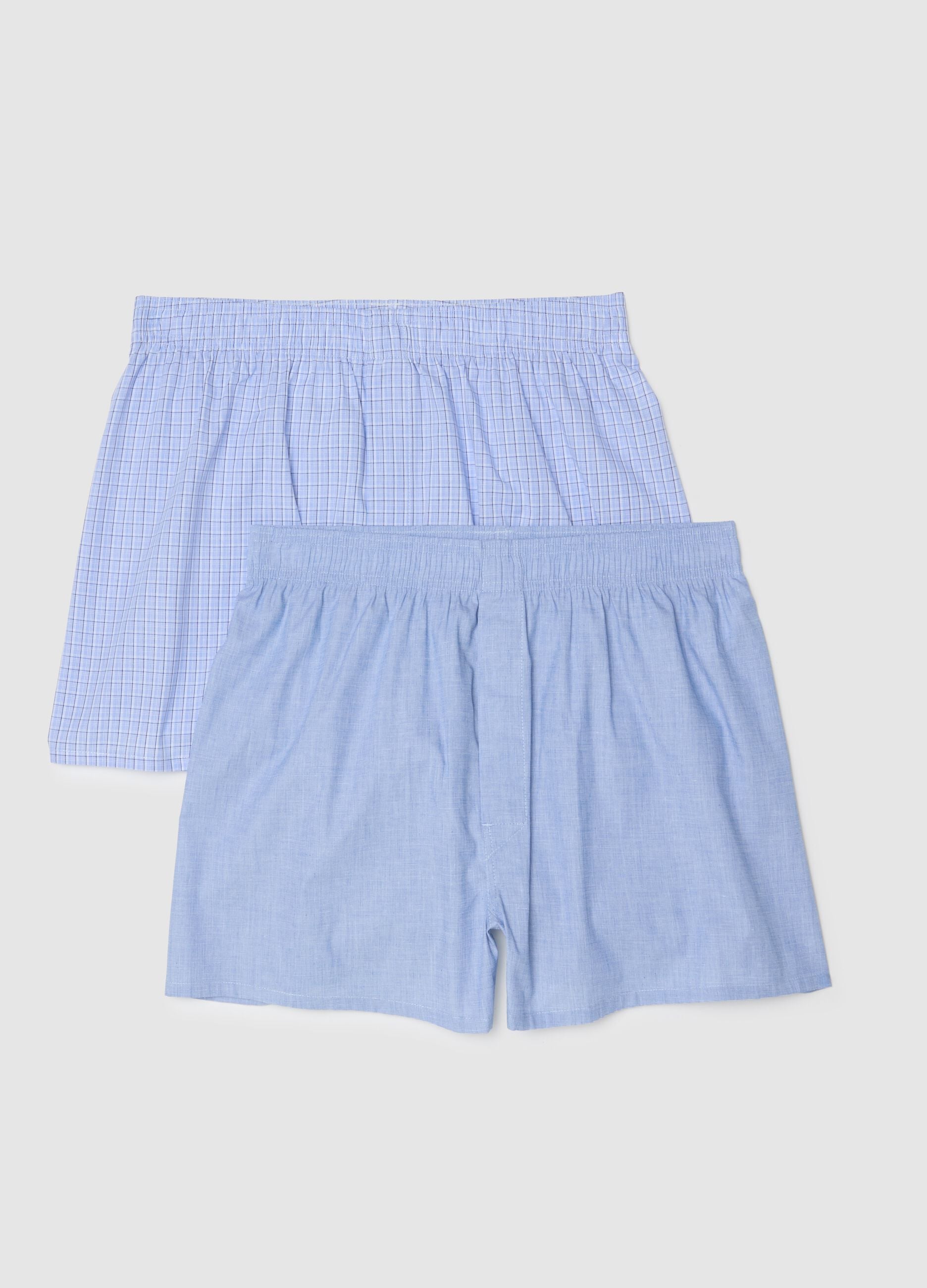 Twin-pack of regular fit light blue cotton boxers