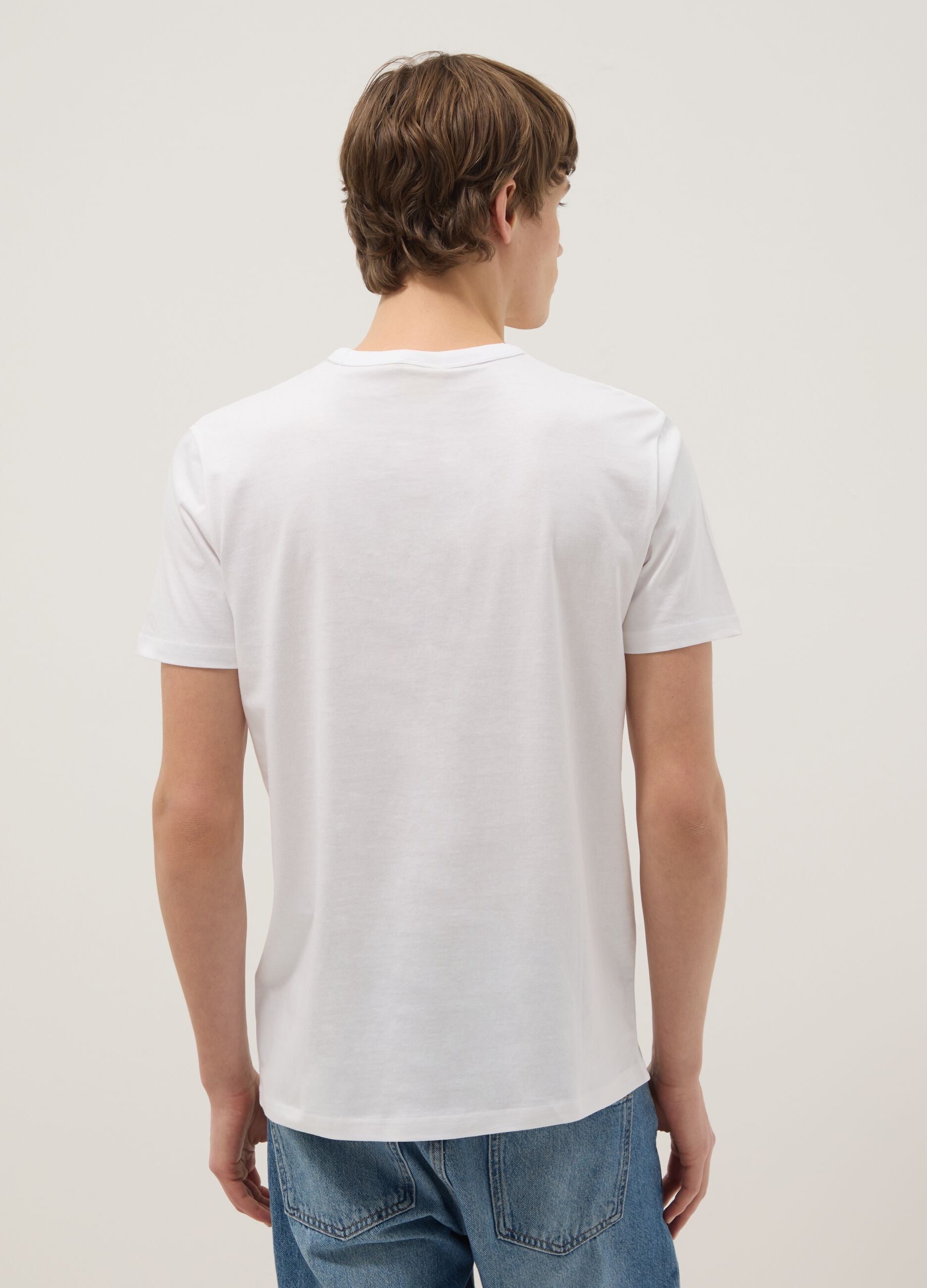 White pure cotton regular fit T-shirt with Keith Haring print