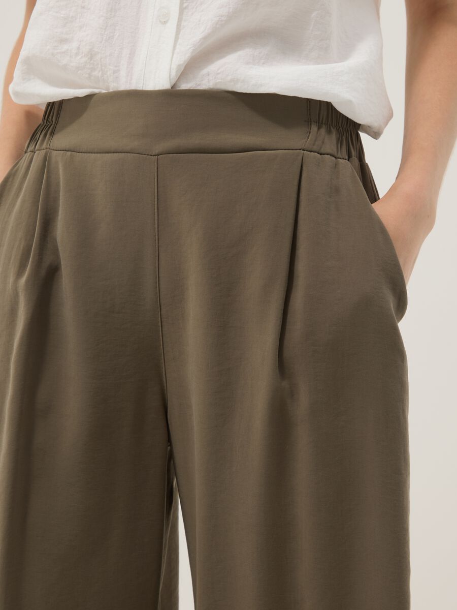 Green viscose-blend palazzo trousers_3