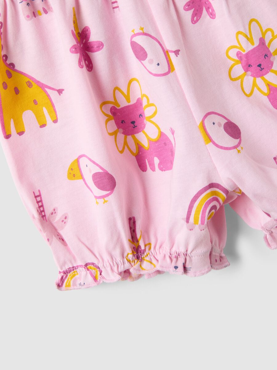 Pink pure cotton baby pyjamas regular fit with animals_2