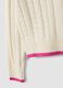 White pure cotton cable-knit V-neck jumper for girls_6