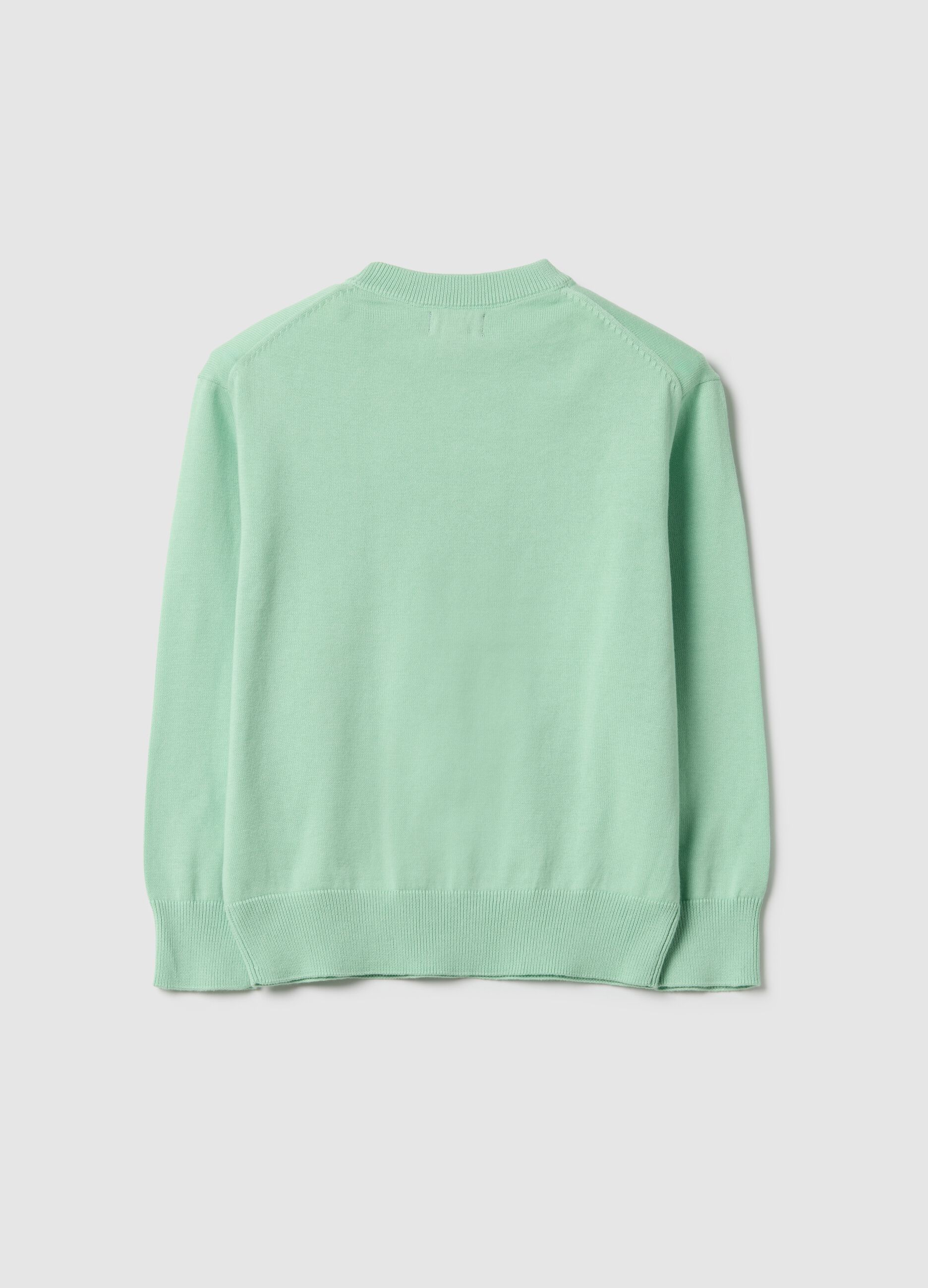 Green cotton crew neck sweater for boys regular fit