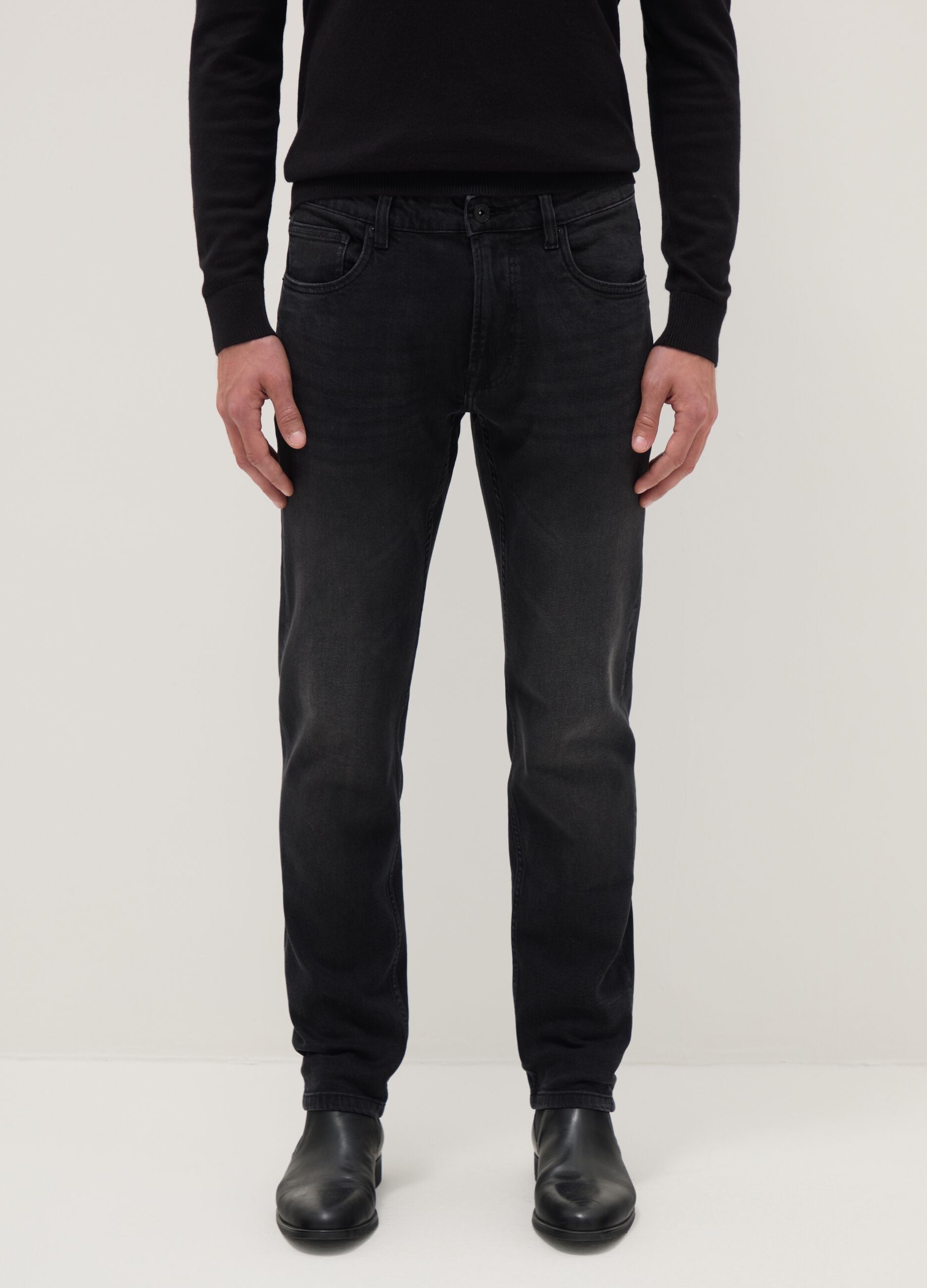 Black slim fit stretch cotton jeans