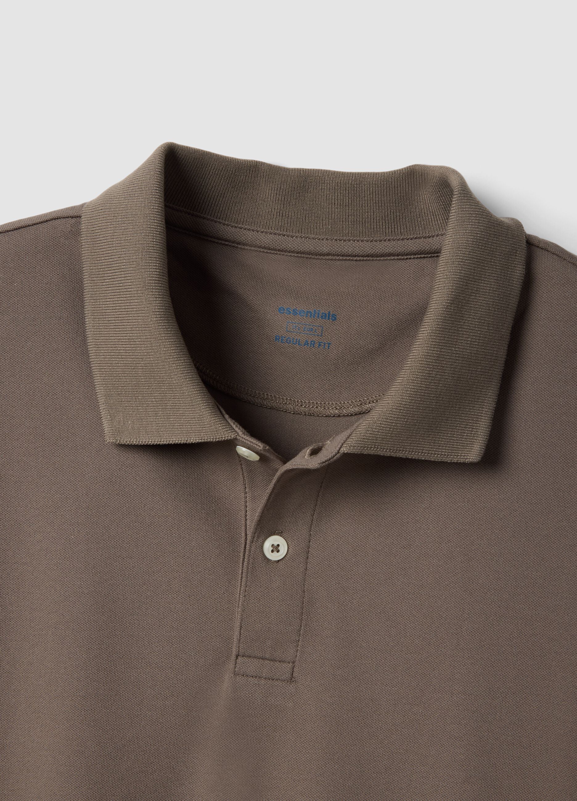 Brown stretch cotton blend polo shirt regular fit