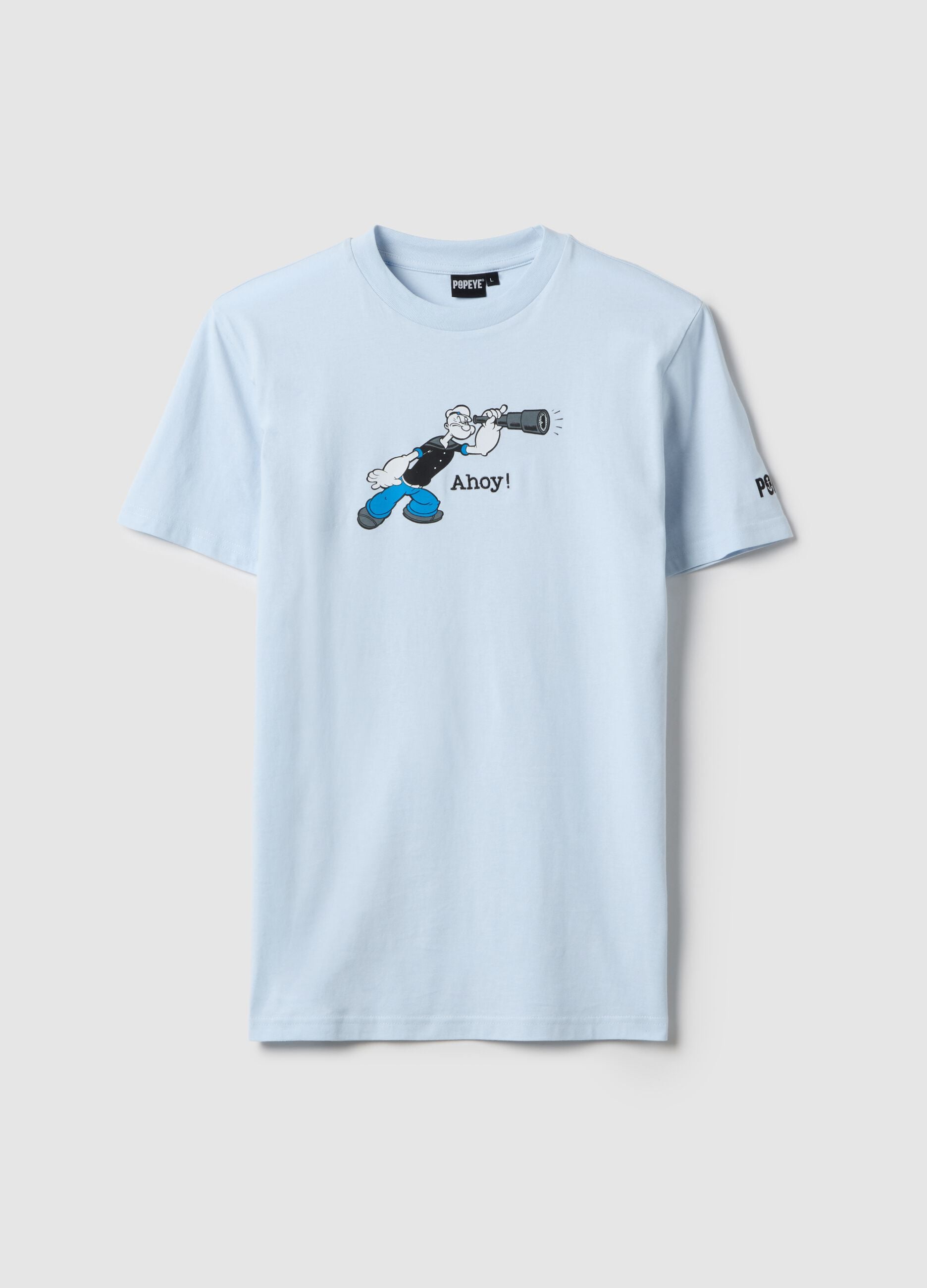 Blue pure cotton regular fit T-shirt with print