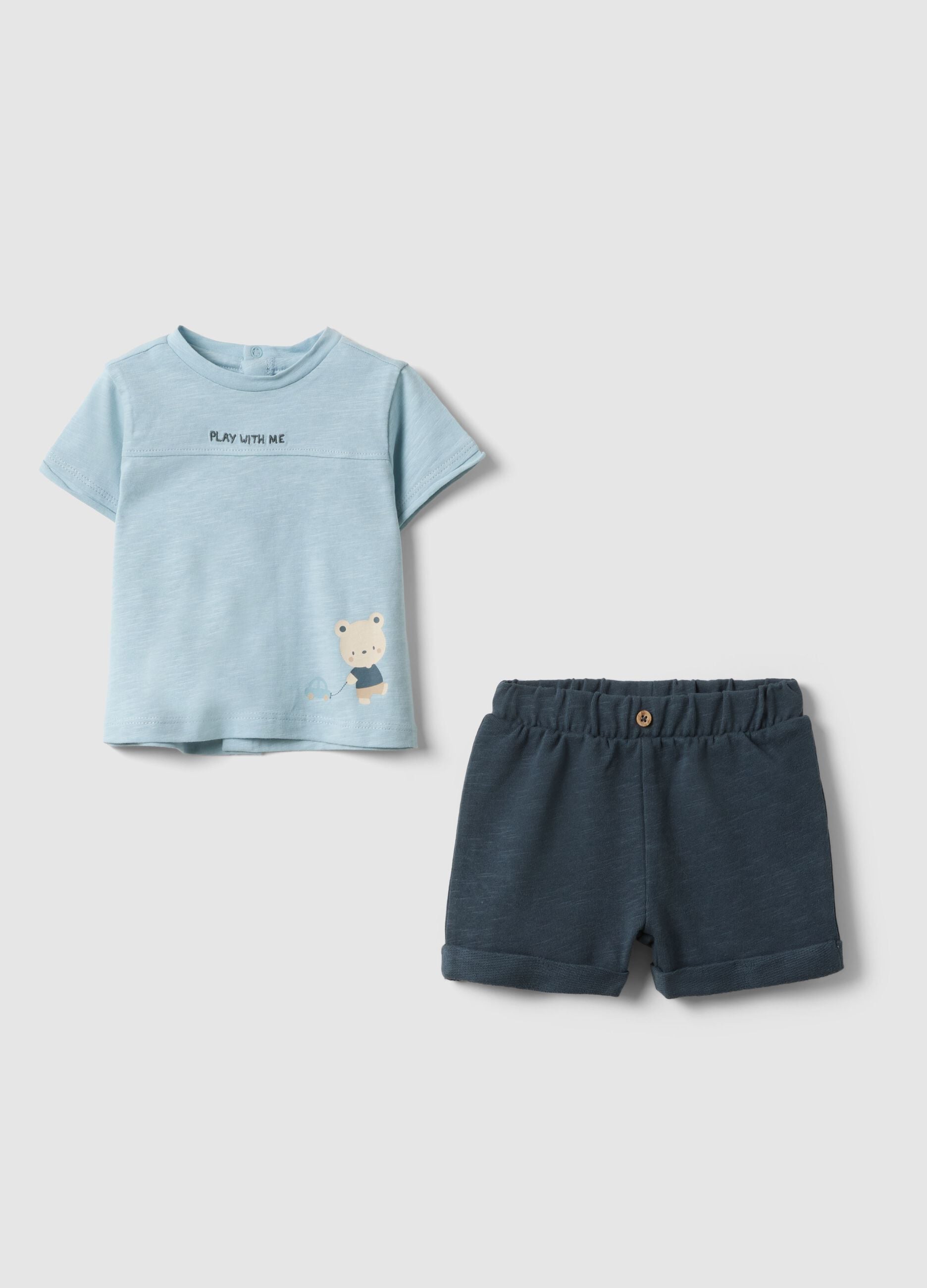 Multicolor pure cotton newborn set with teddy bear