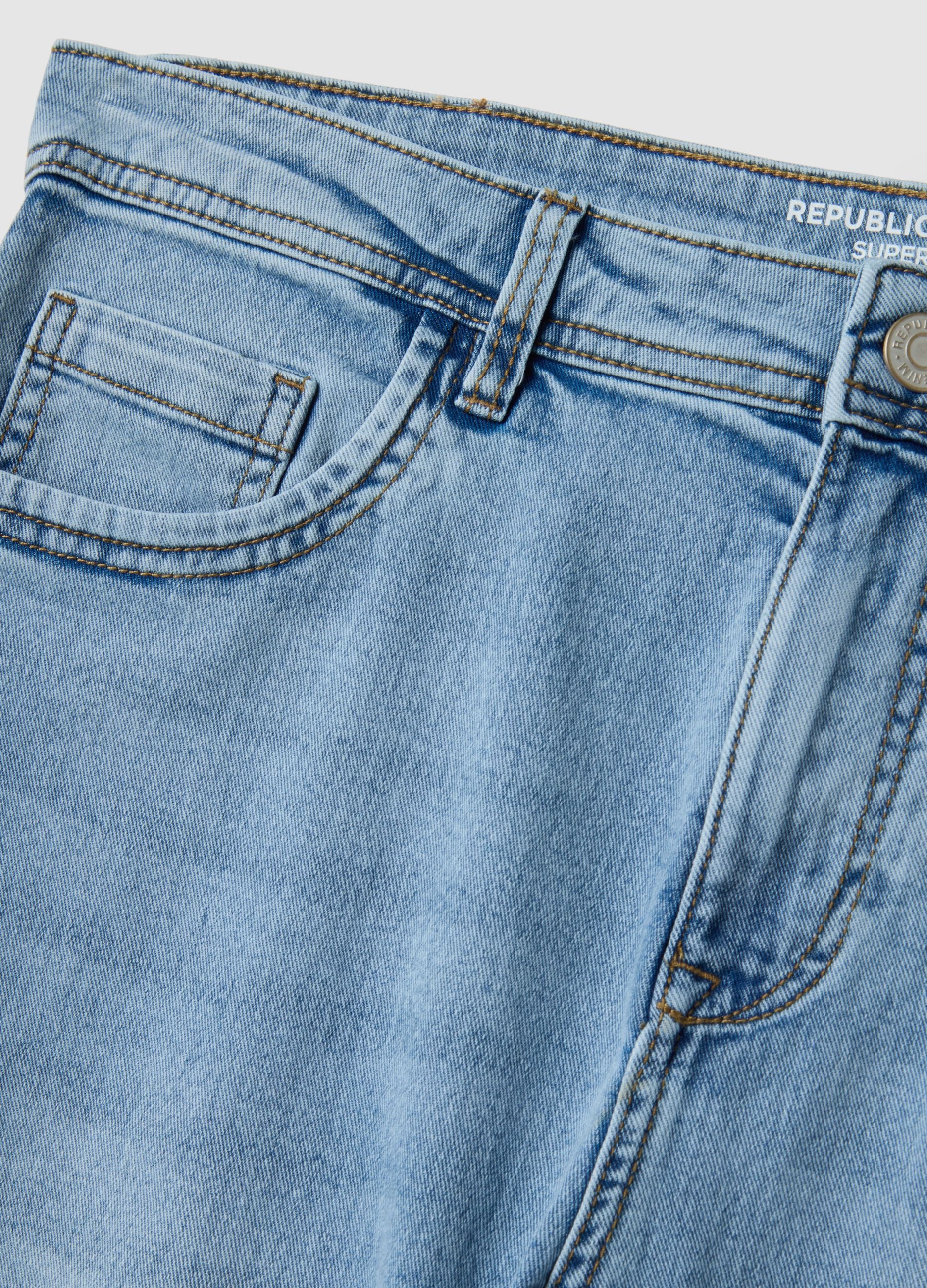 Super skinny light blue cotton blend jeans