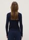 Slim Fit Ribbed Blue Cardigan with Polo Collar_2