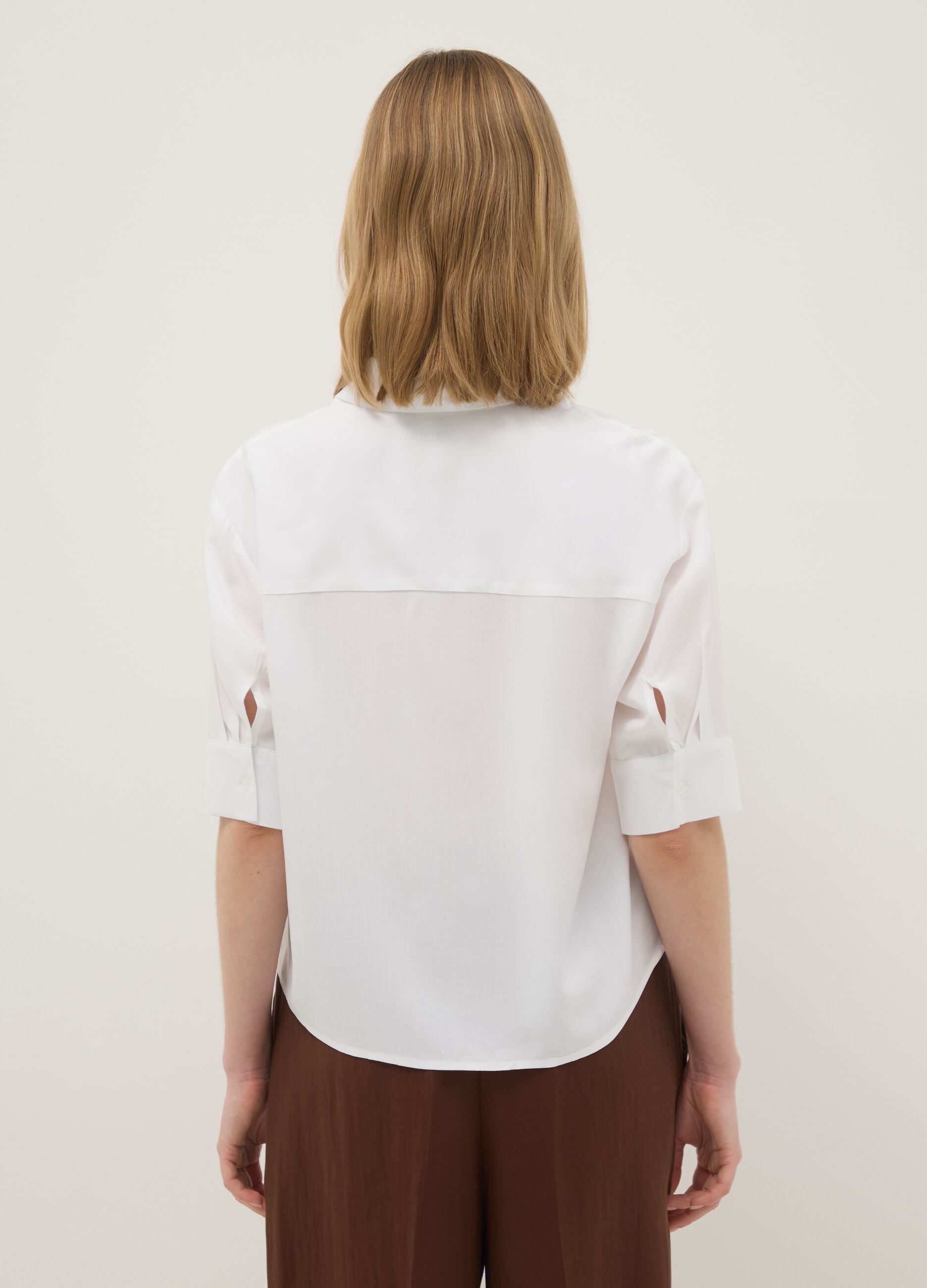 Regular fit white pure viscose shirt