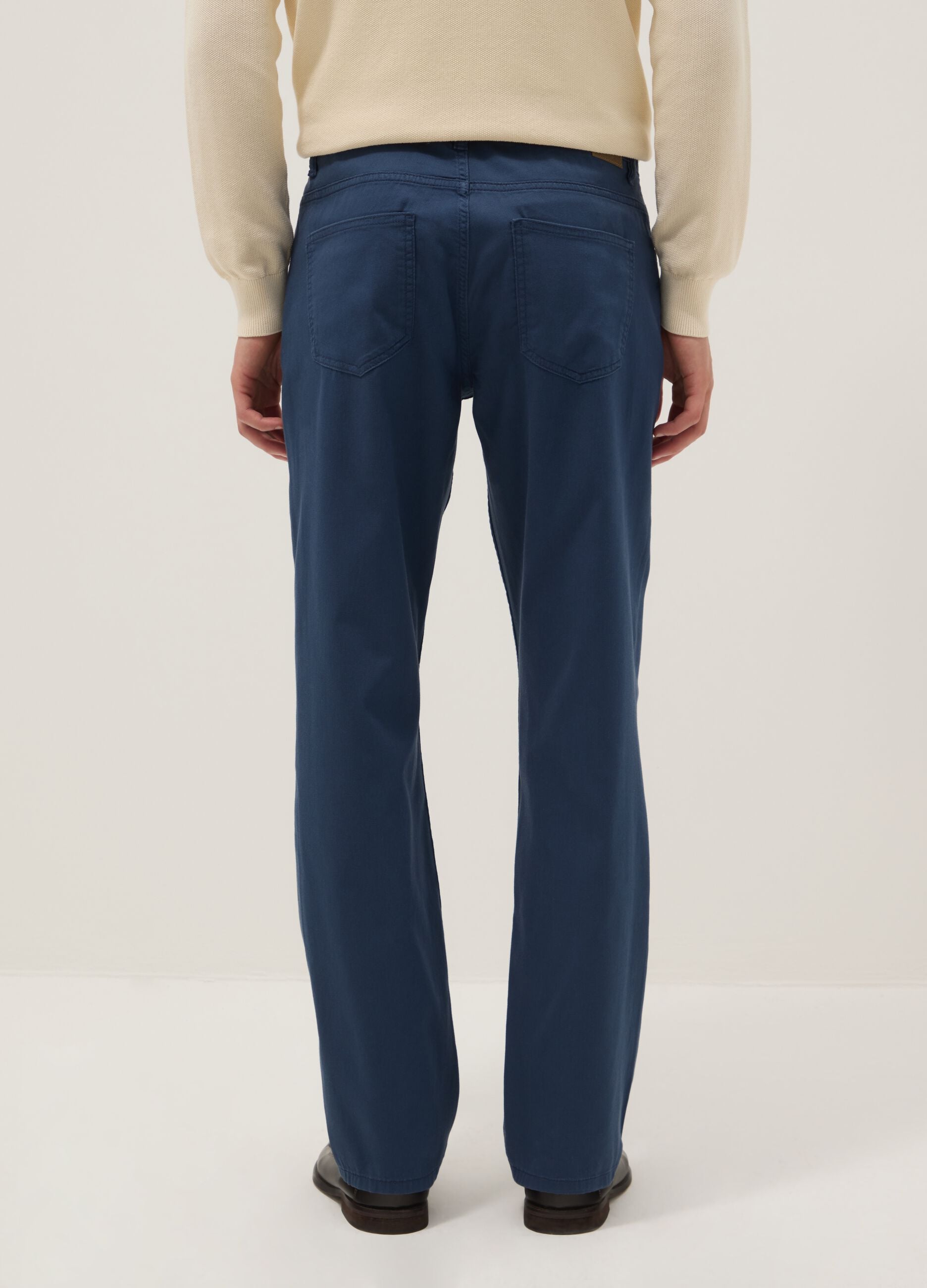 Blue stretch cotton regular fit trousers