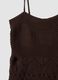 Brown pure cotton slim fit dress with knitted texture_5