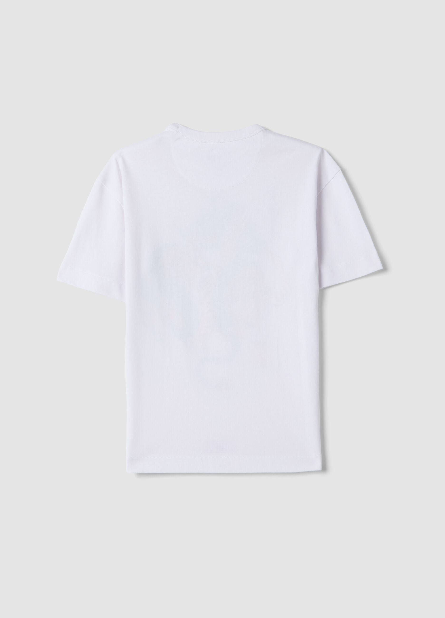 Pure cotton white oversized fit T-shirt with dragon and tiger