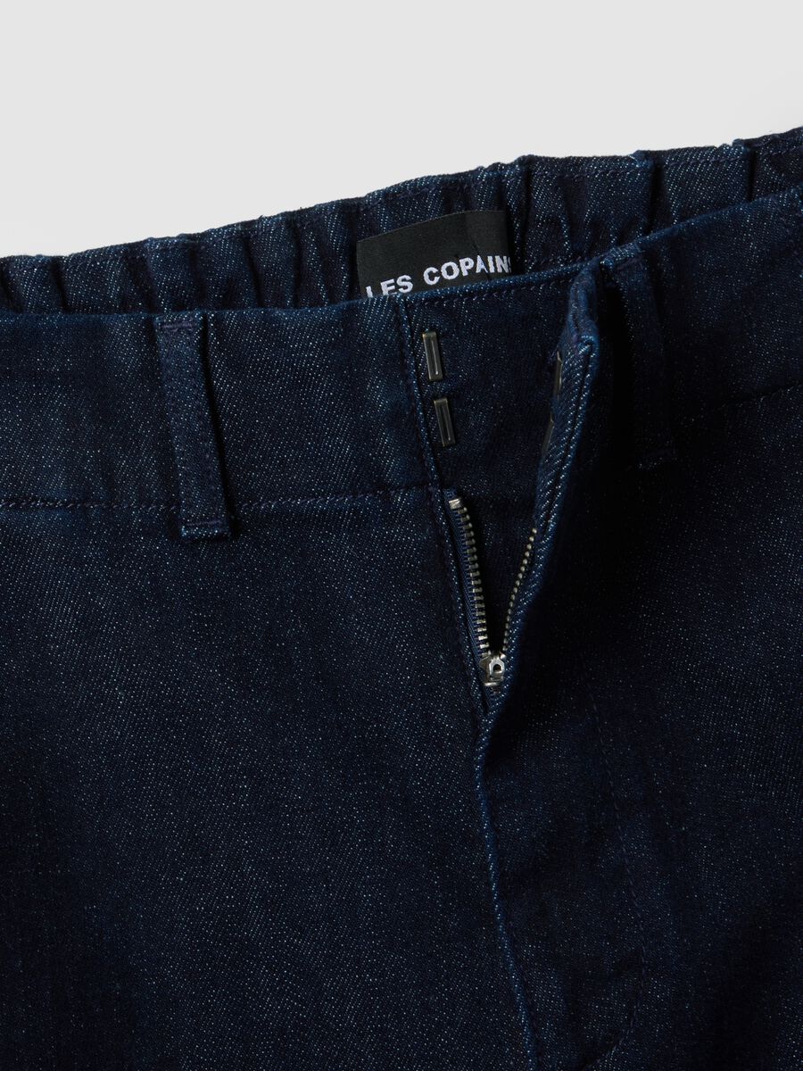 Pantaloni in cotone elasticizzato blu wide leg_5