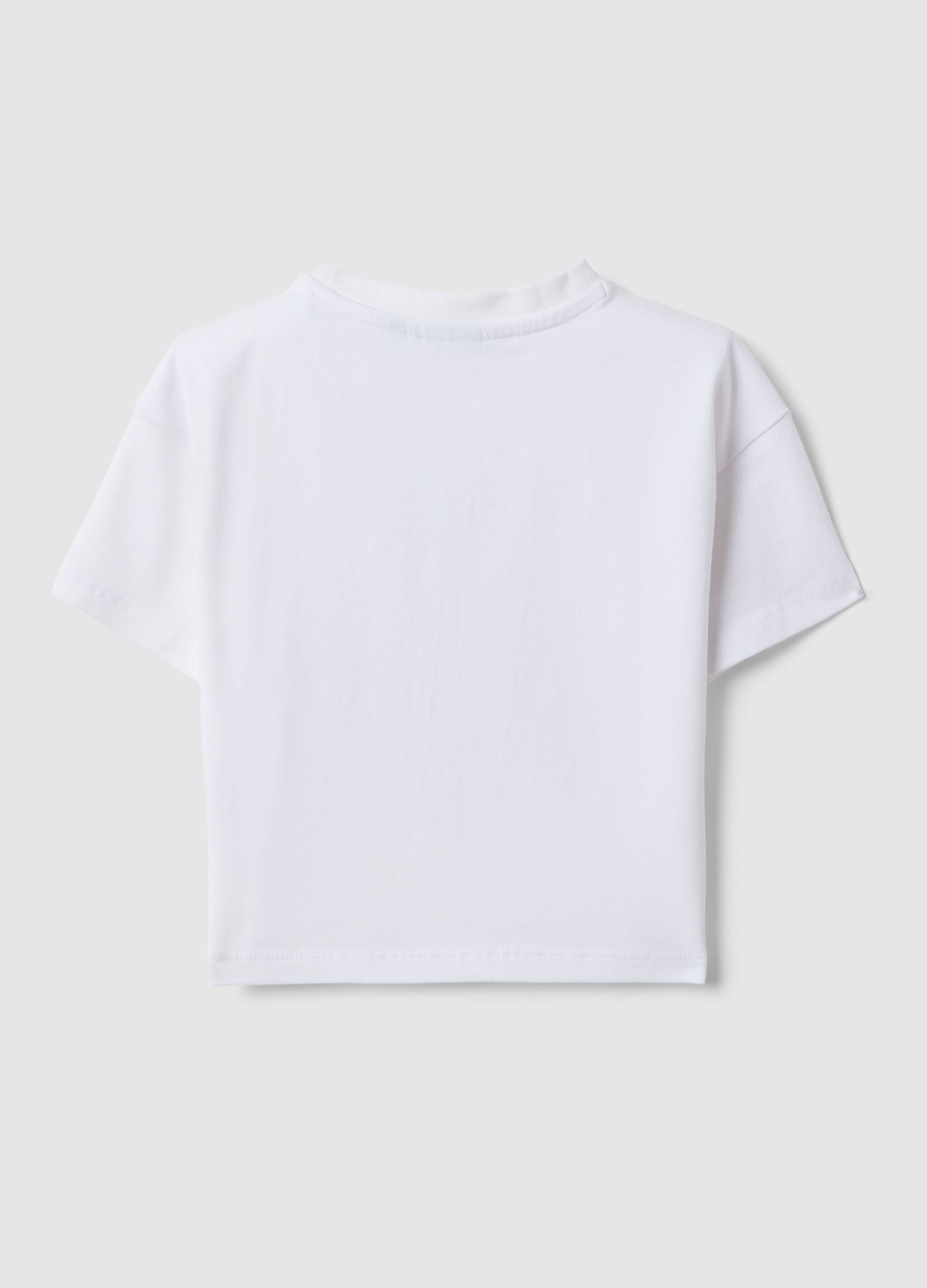 White stretch cotton girls' boxy fit Brooklyn T-shirt