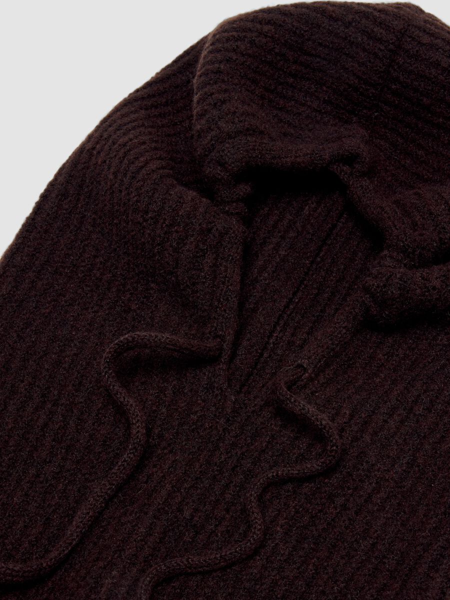 Balaclava marrone in lana elasticizzato a maglia jersey_2